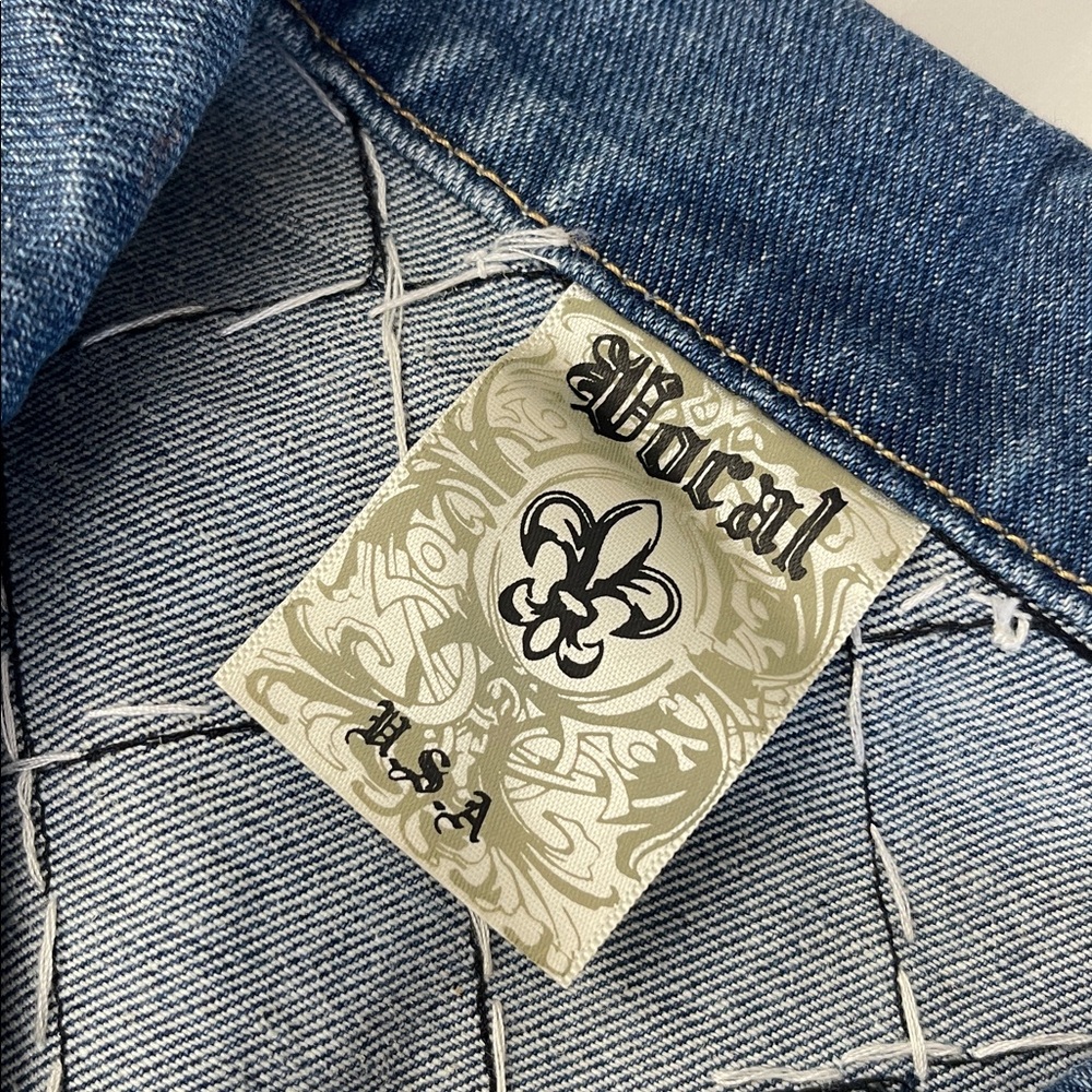 VOCAL Rhinestone Chain Detail Yoke Denim Jacket - Picture 7 of 8